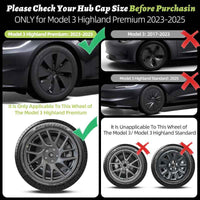 Tesla Model 3 Highland Hubcaps 4PCS Black Silver