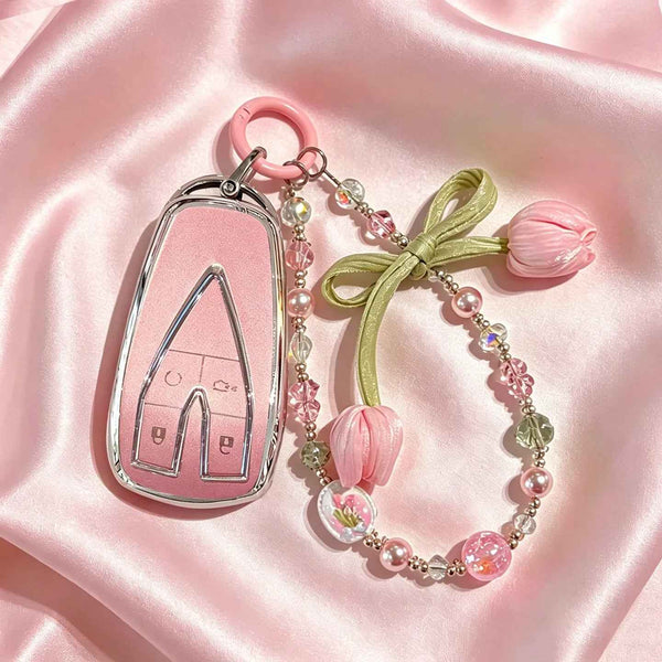 Changan CS35 Plus Pink Flower Key Case Cover