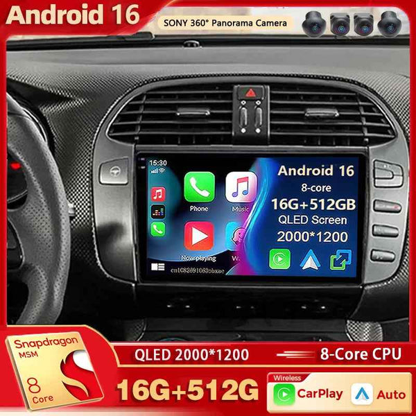 Fiat Bravo 2007-2014 2K QLED Car Radio Android 15 GPS