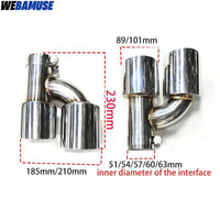 Universal Stainless Steel H-Shape Exhaust Tips 60mm-63mm