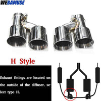 Universal Stainless Steel H-Shape Exhaust Tips 60mm-63mm