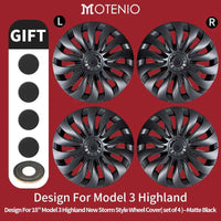 Tesla Model 3 Highland Hubcaps 4PCS Black Silver