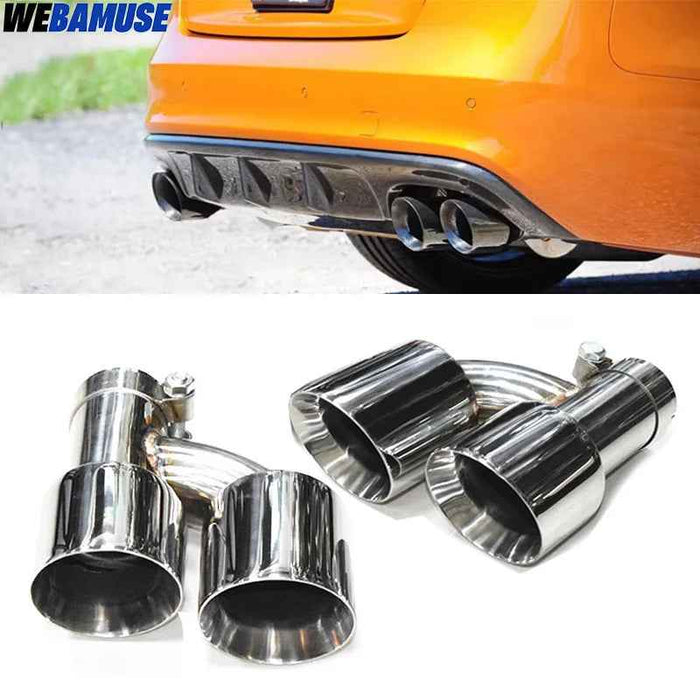 Universal Stainless Steel H-Shape Exhaust Tips 60mm-63mm