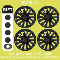 Tesla Model 3 Highland Hubcaps 4PCS Black Silver