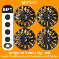 Tesla Model 3 Highland Hubcaps 4PCS Black Silver