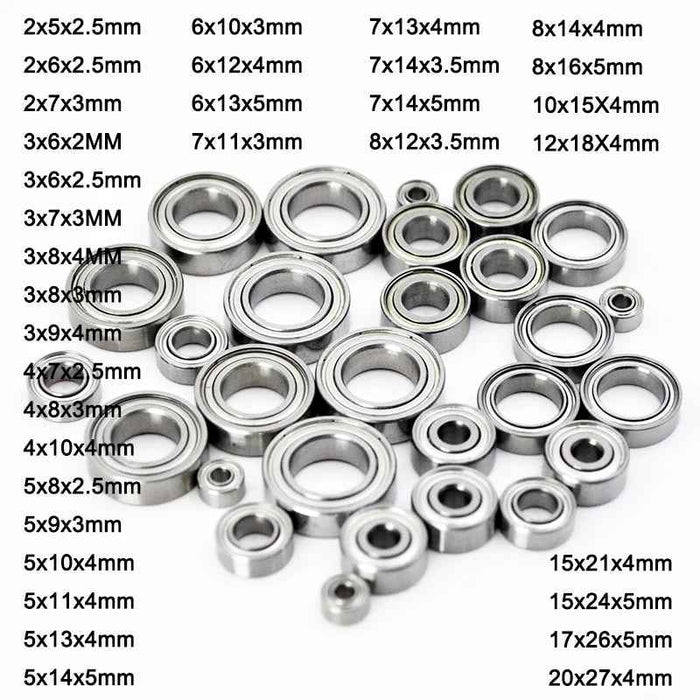 Miniature Ball Bearings Set for RC Car 3x6x2.5-12x18x4mm