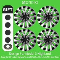 Tesla Model 3 Highland Hubcaps 4PCS Black Silver